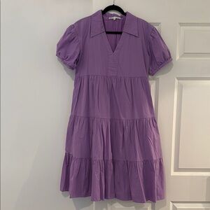 English Factory Purple Tiered Midi Dress